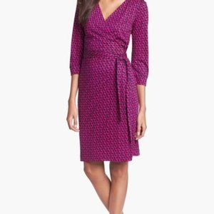 DVF NEW JULIAN TWO Silk Jersey Wrap Dress - Leo Chain Pink